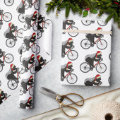Kerst Honing Badger op een fiets Cadeaupapier