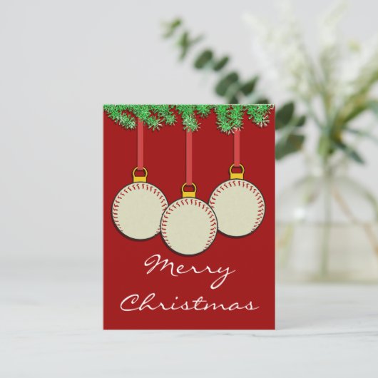 Kerst Honkbal Briefkaart (Staand voorkant)