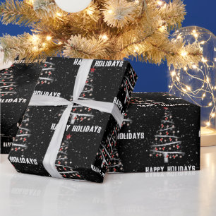 Kerst Honkbal en Rode Sokken Tree Wrapping P Cadeaupapier