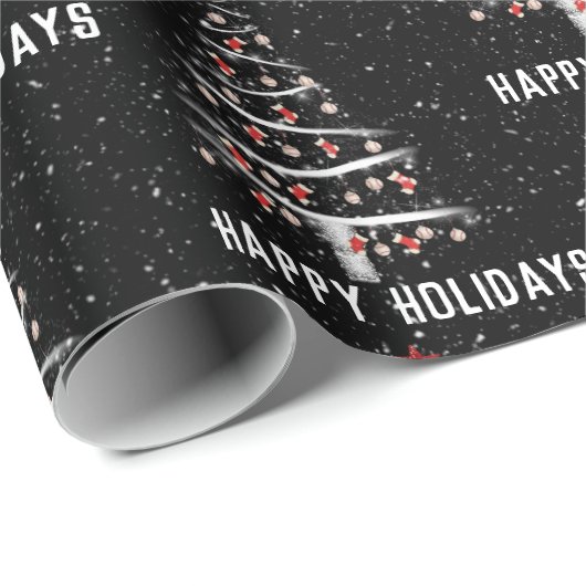Kerst Honkbal en Rode Sokken Tree Wrapping P Cadeaupapier (Rol Hoek)