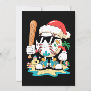 Kerst honkbal Kerstman hoed Slagbeurt Strand Palmb Kaart