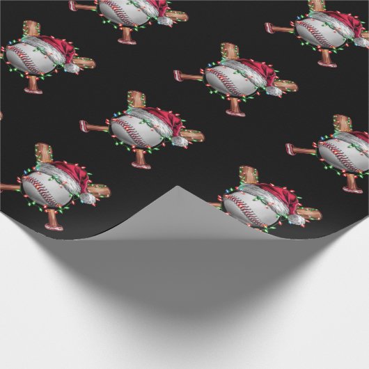 Kerst honkbal kerstman sport Kerstmis vakantie Cadeaupapier (Hoek)