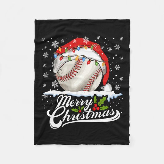 Kerst Honkbal Santa Hat Xmas Boys Mannen Fleece Deken (Voorkant)