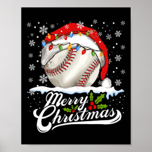 Kerst Honkbal Santa Hat Xmas Boys Mannen Poster