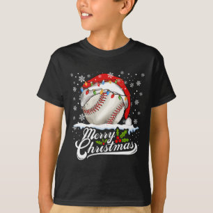 Kerst Honkbal Santa Hat Xmas Boys Mannen T-shirt