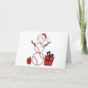 Kerst Honkbal Sneeuwman Grappig Feestdagen Kaart