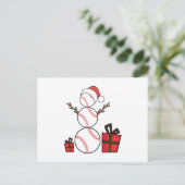 Kerst Honkbal Sneeuwman Grappig Feestdagenkaart (Staand voorkant)