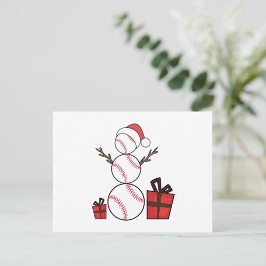 Kerst Honkbal Sneeuwman Grappig Feestdagenkaart (Staand voorkant)