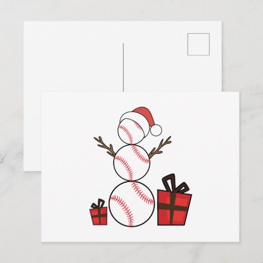 Kerst Honkbal Sneeuwman Grappig Feestdagenkaart (Voorkant / Achterkant)