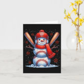 Kerst Honkbal Sneeuwman Jongens Baseball Kerstmis Kaart (Gele Bloem)