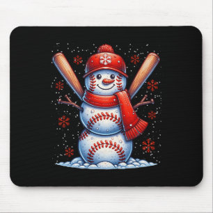 Kerst Honkbal Sneeuwman Jongens Baseball Kerstmis Muismat