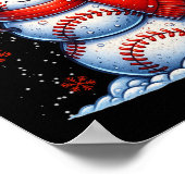 Kerst Honkbal Sneeuwman Jongens Baseball Kerstmis Poster (Hoek)