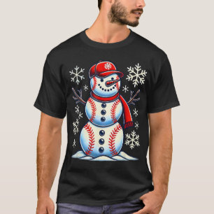 Kerst Honkbal Sneeuwman Jongens Baseball Kerstmis T-shirt