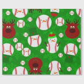 Kerst Honkbal Sneeuwman Rendier Sneeuwvlok Cadeaupapier (Vlak)