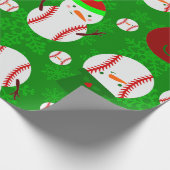 Kerst Honkbal Sneeuwman Rendier Sneeuwvlok Cadeaupapier (Hoek)