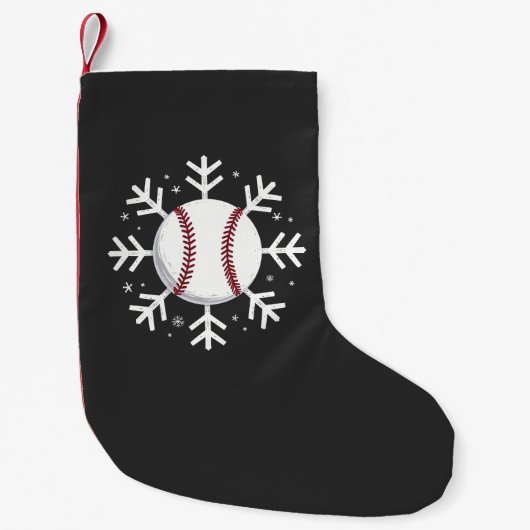Kerst honkbal sneeuwvlok Sport sla homerun Kleine Kerstsok (Voorkant)