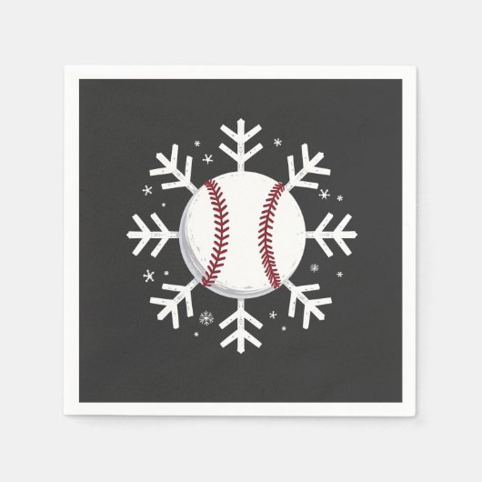 Kerst honkbal sneeuwvlok Sport sla homerun  Servet (Voorkant)