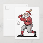 Kerst Honkbal spelen Santa Claus Sport Feestdagenkaart (Voorkant / Achterkant)