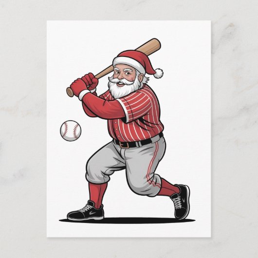 Kerst Honkbal spelen Santa Claus Sport Feestdagenkaart (Voorkant)