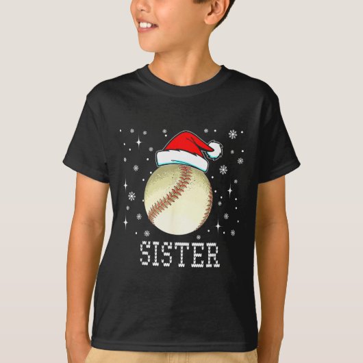 Kerst honkbal zus Xmas kerstmannenhoed kinderen jo T-shirt (Voorkant)