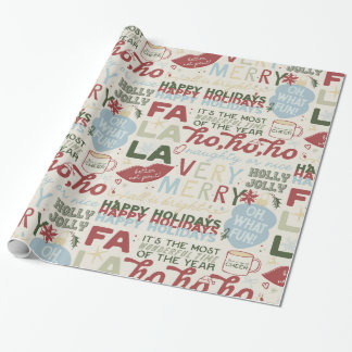 Kerst Hoofd Titels Inpakpapier - Klassieke Spreuke