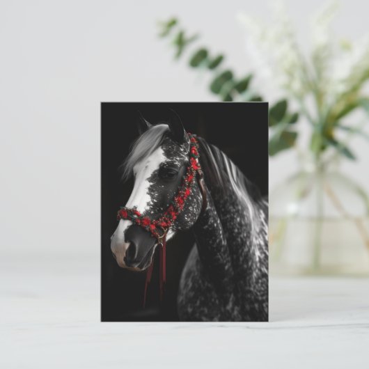 kerst hoofdstel paard briefkaart (Staand voorkant)