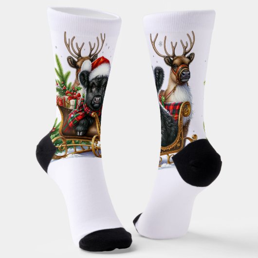 Kerst, Hoogland, Koe, Sokken (Gebogen)