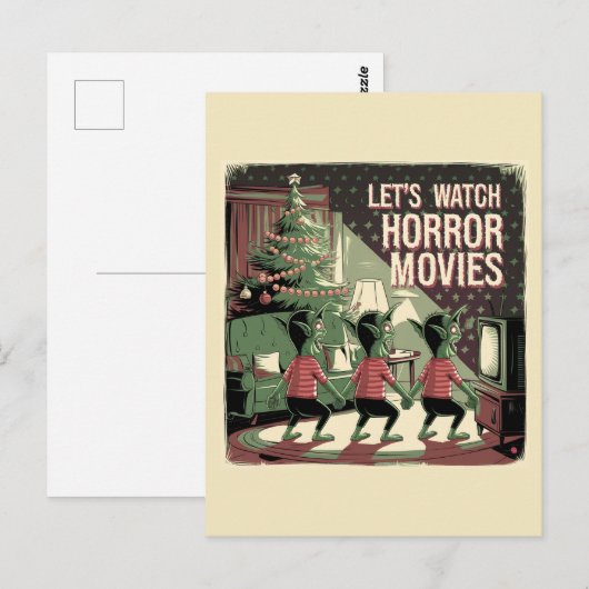 Kerst Horror Films Spooky Green Creatures Briefkaart (Voorkant / Achterkant)