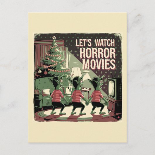 Kerst Horror Films Spooky Green Creatures Briefkaart (Voorkant)