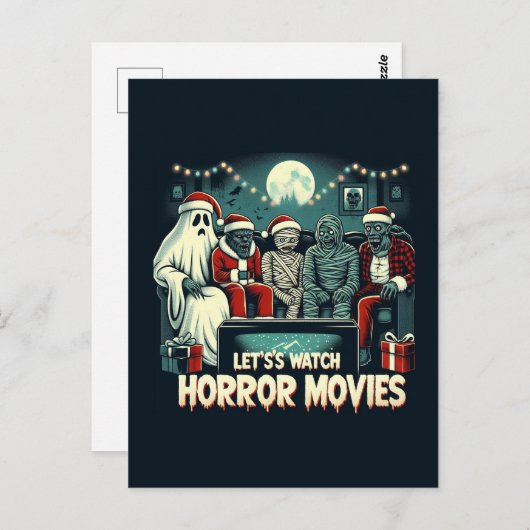 Kerst Horror Films Vrienden Briefkaart (Voorkant / Achterkant)