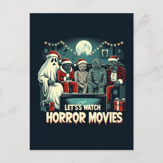 Kerst Horror Films Vrienden Briefkaart (Voorkant)