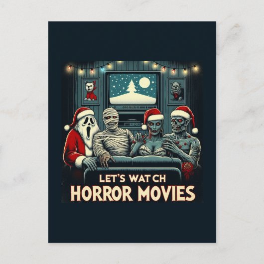 Kerst Horror Films Vrienden Briefkaart (Voorkant)