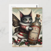 Kerst Horror Kat Fairy met Eggnog Briefkaart (Voorkant / Achterkant)