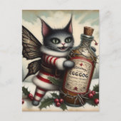Kerst Horror Kat Fairy met Eggnog Briefkaart (Voorkant)