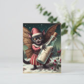 Kerst Horror Kat Fairy Met Melk Briefkaart (Staand voorkant)