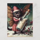 Kerst Horror Kat Fairy Met Melk Briefkaart (Voorkant)