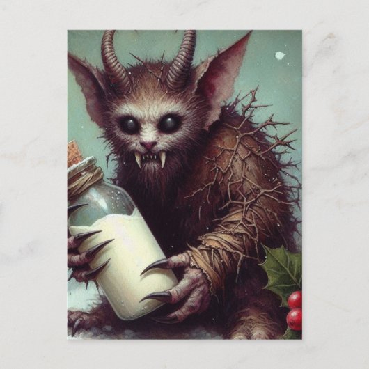 Kerst Horror Krampus Kat Fairy Spooky Briefkaart (Voorkant)