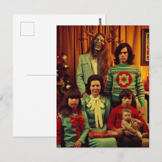 Kerst Horror Retro 1970 tijdperk Familie Portret Briefkaart (Voorkant / Achterkant)