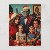 Kerst Horror Retro Familie Portret Briefkaart (Voorkant)