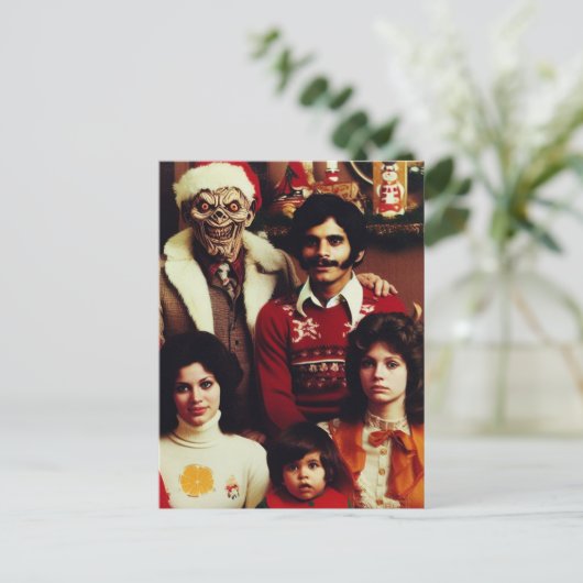 Kerst Horror Retro Familie Portret Briefkaart (Staand voorkant)