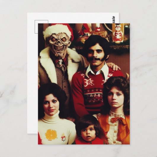 Kerst Horror Retro Familie Portret Briefkaart (Voorkant / Achterkant)