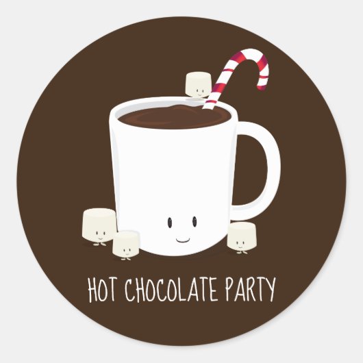 Kerst Hot Chocolade Hot Cocaca Classic Ro Ronde Sticker (Voorkant)