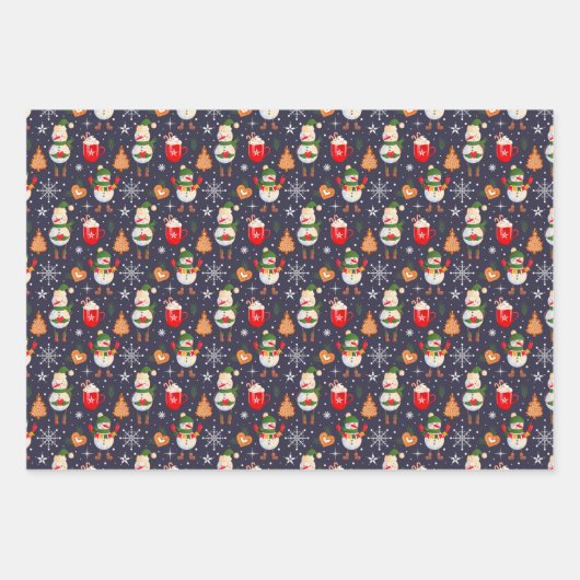 Kerst Hot Chocolate Candy Cane Ginger Brood Inpakpapier Vel (Voorkant)