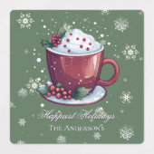 Kerst Hot Chocolate Gepersonaliseerde Groene Bakke Labels (Design 2)