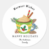 Kerst Hot Chocolate Green White Holiday Ronde Sticker (Voorkant)