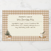 Kerst Hot Chocolate Mix Bruine Gingham Labels Voedselcontainer Etiket (Enkel label)