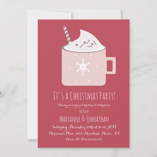 Kerst Hot Cocoa Feest Kaart (Voorkant)