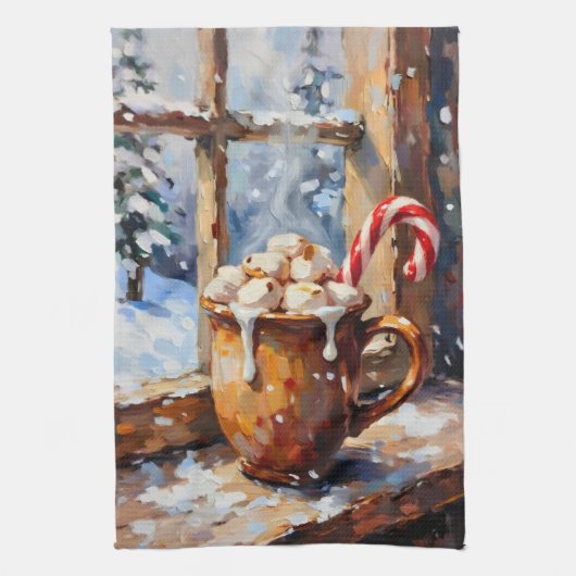 Kerst Hot Cocoa met Geroosterde Marshmallows  Theedoek (Verticaal)