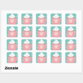 Kerst Hot Cocoa Thuis Recept Geschenk Roze Mok Vierkante Sticker (Vel)