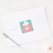 Kerst Hot Cocoa Thuis Recept Geschenk Roze Mok Vierkante Sticker (Envelop)